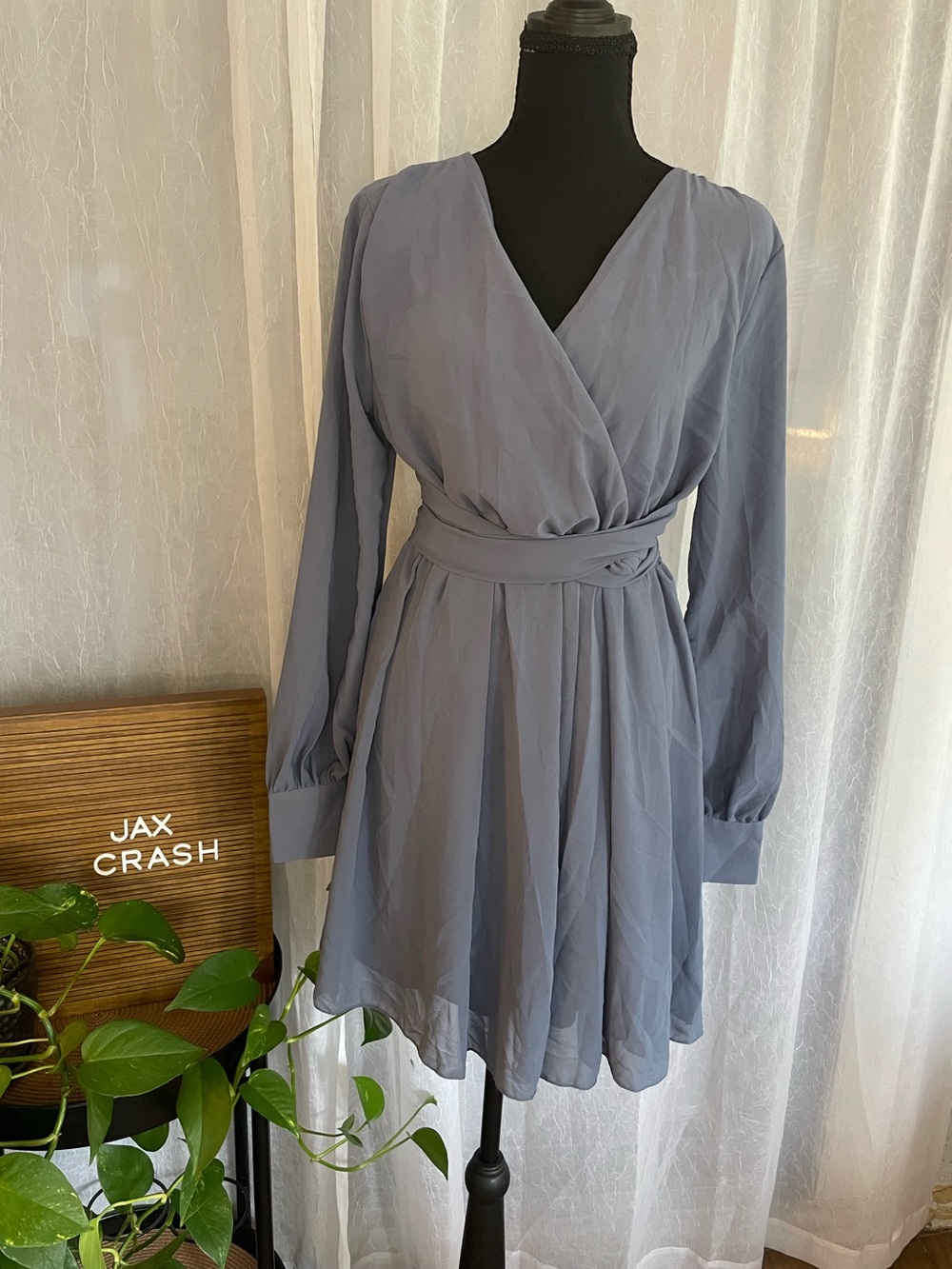 Pinkblush Dusty Lavender Long Sleeve Wrap Dress